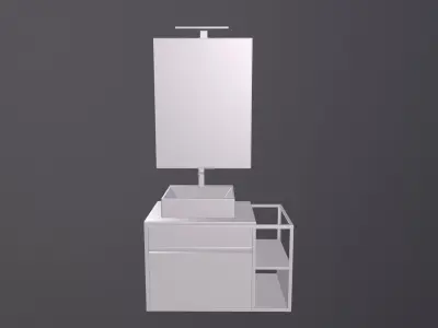 mirror with sink wall mount 3D Low-poly 3D model