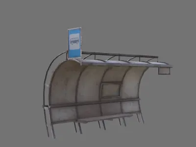 Bus stop Low-poly 3D model 30