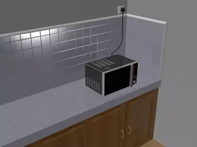 Microwave oven in kitchen 3D model
