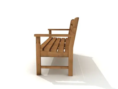  Exterior Old Wood Bench 11 3D model