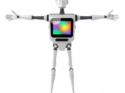 Smiling Robot with Screen model pack Low-poly 3D model