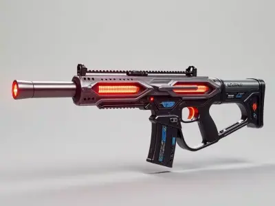 Futuristic Laser Rifle 3D Model SciFi Assault Weapon Low-poly 3D model