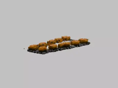cobbled street section 2 Low-poly 3D model