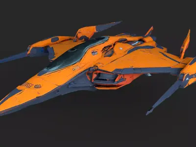 Orange Spacecraft High Detail 3D model