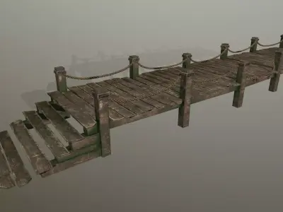 wooden pier Low-poly 3D model