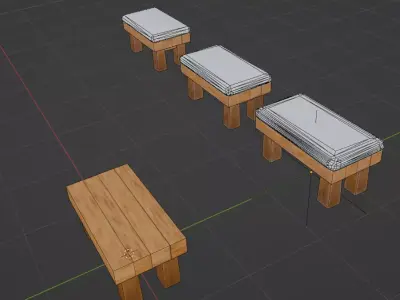 Stylized Wooden Bench Low-poly 3D model