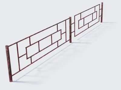 Old Rusty Fence Low-poly 3D model