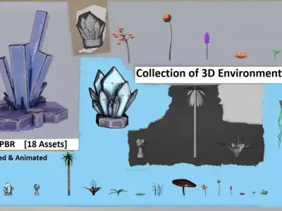Collection of 3D environment assets Low-poly 3D model