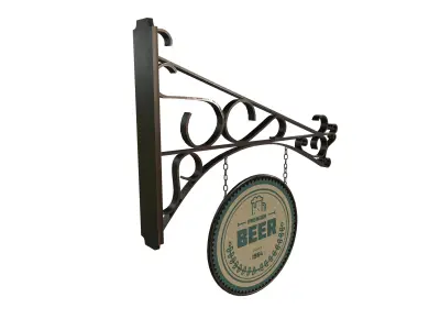 Vintage Hanging Beer Sign 3D model