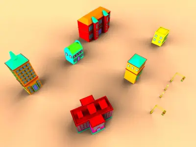 Colorfull cartoon House Free low-poly 3D model