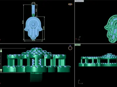 Hamsa diamond pendant 3D print model