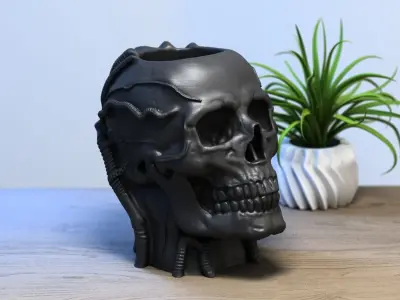Robot Skull pen holder Cyborg pen holder 3D print model order