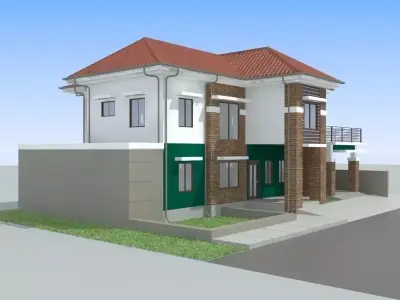 House with roof and balcony 3D model