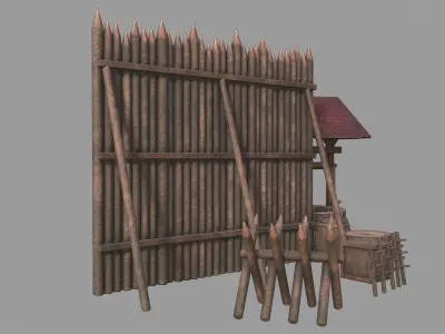 Medieval exterior assets Low-poly 3D model