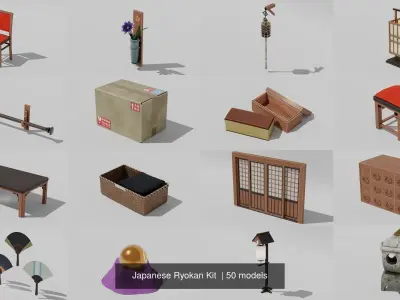 Japanese Ryokan Kit  3D Model Pack