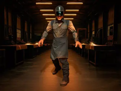 Welder Character in Flame Resistant Gear Low-poly 3D model