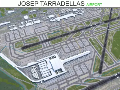 Josep Tarradellas Barcelona-El Prat Airport 10km Low-poly 3D model