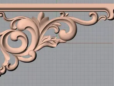 Furniture decorative corner flower 3D STL model for CNC E863 3D model
