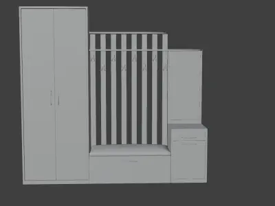 Firnuture 3d model wooden wardrobe with mirror and drawers 3D model