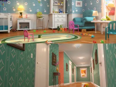 Cartoon Bedroom02 3D model
