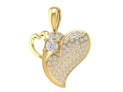 Elegant Heart Pendant w Pave Diamonds and Open Heart Accent 1879 3D print model