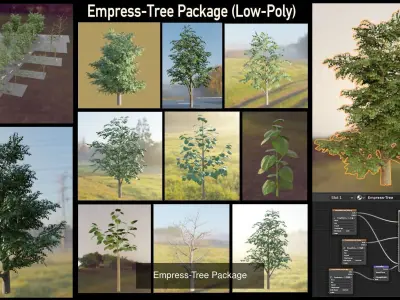 Walnut Honey Empress Black-Alder Yew-Taxus-Baccata Trees 3D Model Pack