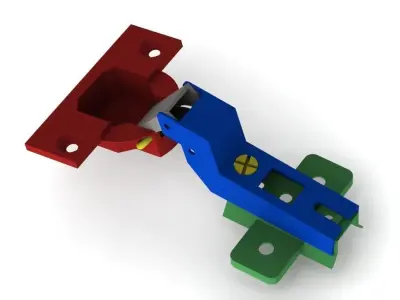 Door Concealed Hinge 100 Degree Open 3D model