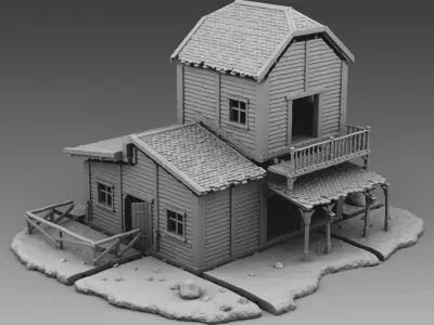 Stable house in desert 3D print model