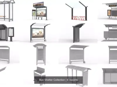 Bus Shelter Collection 3D Model Pack