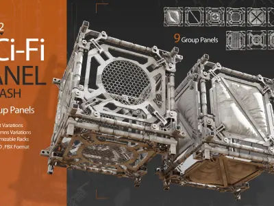 9 Group Sci Fi panel pack 3D model
