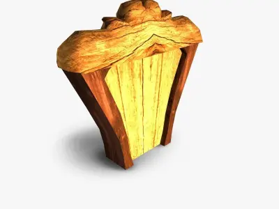 Door wooden Low-poly 3D model