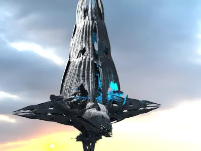 Aster Grand Ocean Sci Fi shards 2  Low-poly 3D model