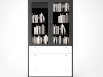 Bookcase with glass doors - bedroom furniture sets home 3D model