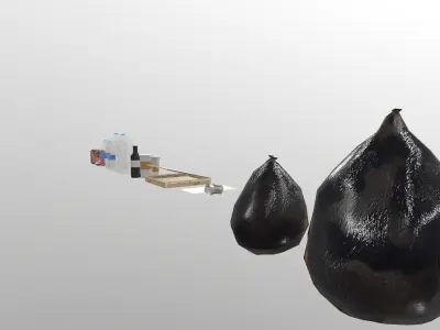 Low Poly Trashes bottles and cans Low-poly 3D model