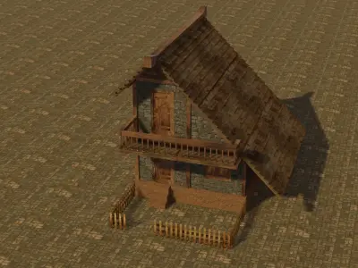 Medieval house 16 Low-poly 3D model