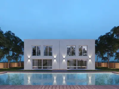 Villa house - NIGHT  Low-poly 3D model