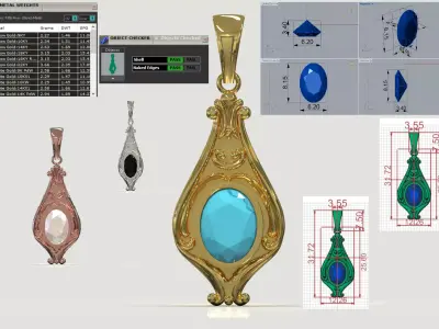 stl 3dm Plaque Classic Teardrop Pendant Central Turquoise gp0490 3D print model