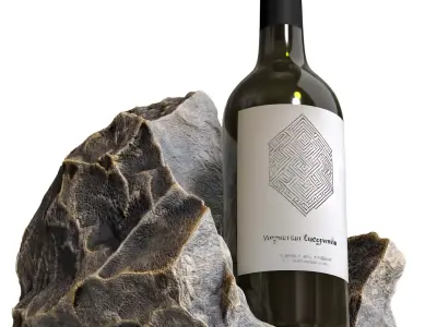 Handcrafted stone wine bottle stand holder  3D model
