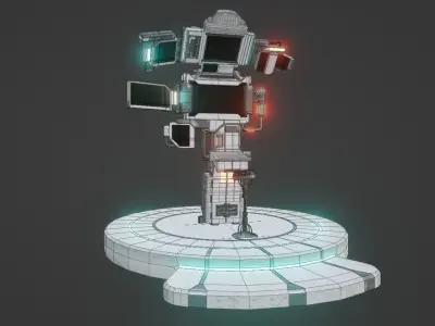 Sci-Fi Control Room Set Low-poly 3D model