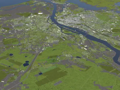 Riga Latvia 50x50km 3D City Map 3D model