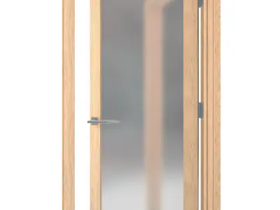 Door-020 wooden door with glass panel 3D model