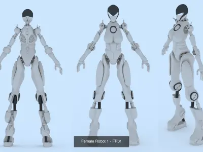 Female Robot Characters 3D Model Pack