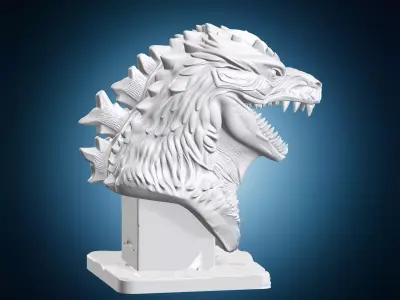 Godzilla Kaiju Head Statue 3D print model