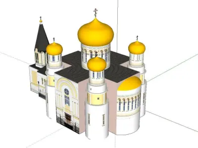 Architecture-Religion-God-Culture-Temple-024 church with two ... 3D model