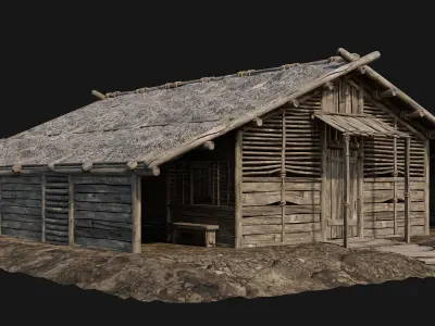 229-230-231-232 Old Medieval Houses Pack 4K Textures Low-poly 3D model