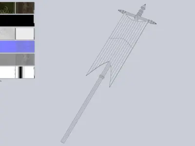 Fantasy war banner Low-poly 3D model