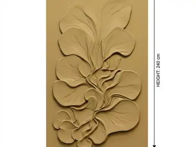 Fluid Organic Relief Panel Wall Decor Set STL Mural CNC 373 3D model