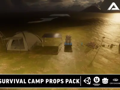 Survival Camp Props Pack - Game Ready Low-poly 3D model
