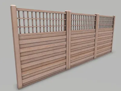Modular Wooden Fence 5 Low-poly 3D model