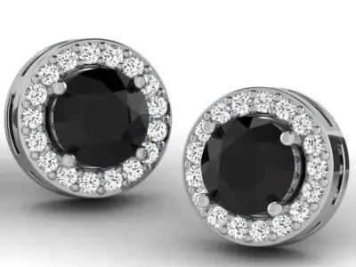 Gold Diamond Women Earring 3D print Model 3D print model 55
